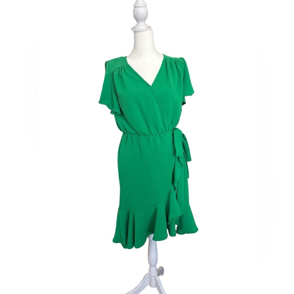 Fred David Vibrant Green Wrap Midi Dress